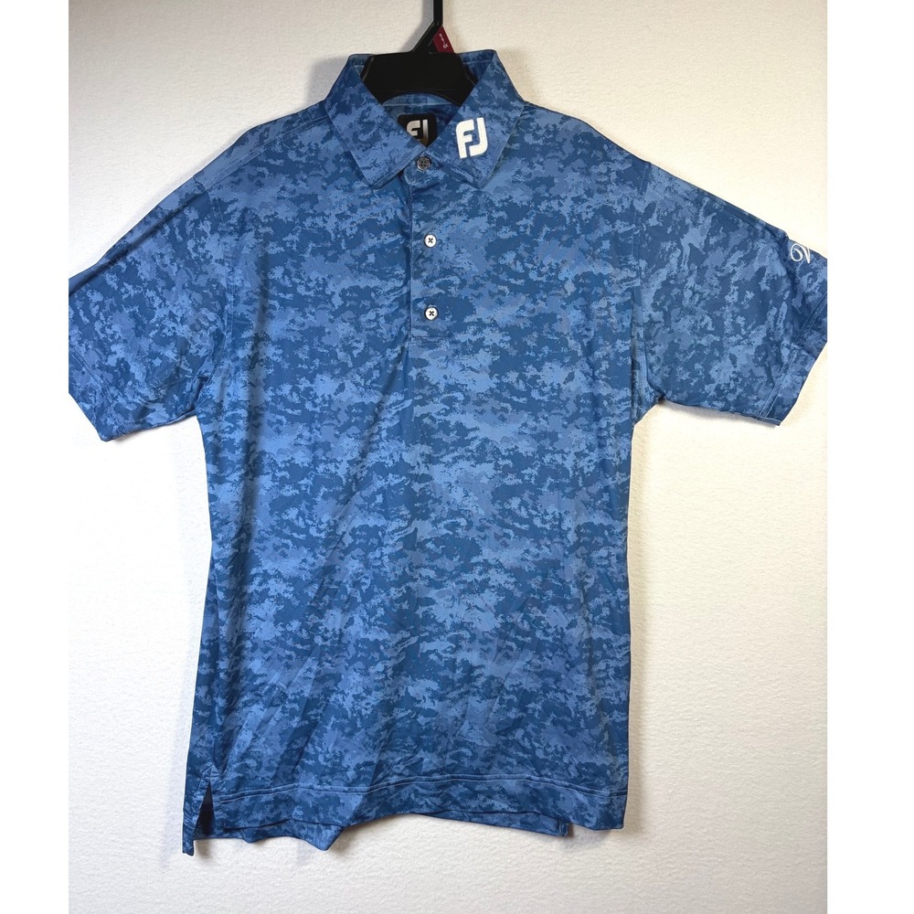 FootJoy Golf Polo Mens Small Blue Excellent Digital Camo Performance Shirt